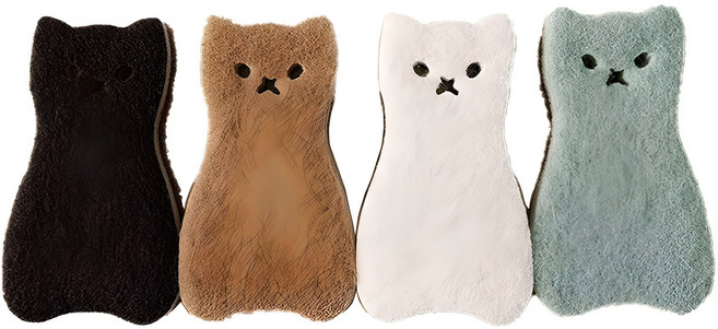 고양이 수세미 세트, 4개, 1세트