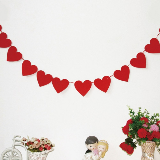 레드 하트 가랜드 생일파티 가랜드