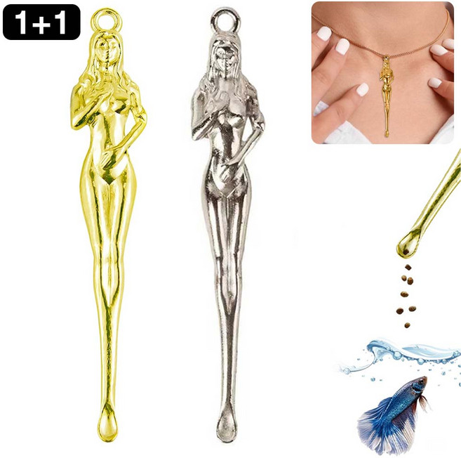 루베이 2in1 미니 귀이개 + 스몰 스푼 귀지 제거 정확한 분량 제어 키링/펜던트/DIY 장식/주방, 1세트, 2개입