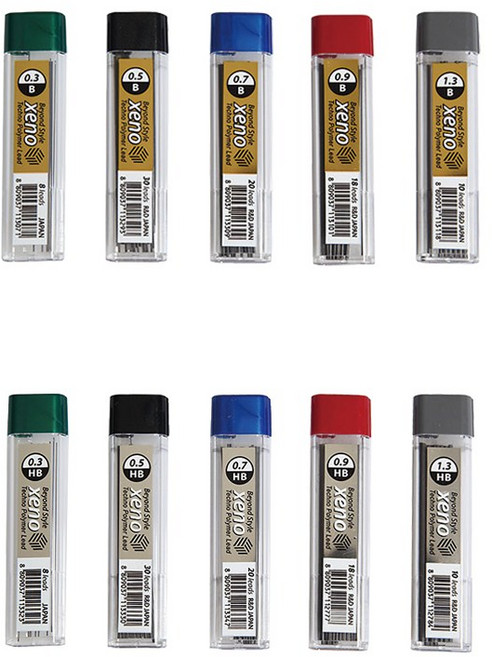 제노 샤프심 진하고 부드러운 필기감 HB/B 0.5~1.3mm, B, 6개, 0.7mm