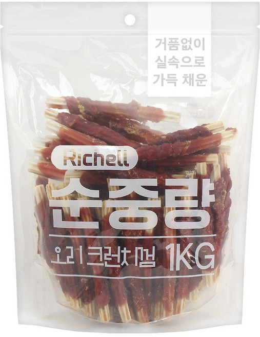 리첼 강아지 순중량 사사미, 오리크런치껌, 1kg, 1개