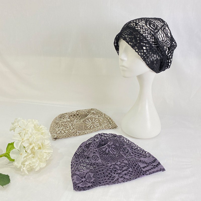 제이제이나인 큰 망사 여름 여성 중년 시원한 레이스 두건 3종