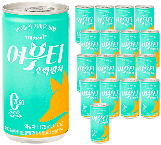 티트리트 여우티 호박팥차 캔, 18개, 175ml