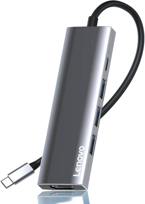 레노버 휴대용 멀티 도크 Type-C USB 허브 S705, 1개, 실버