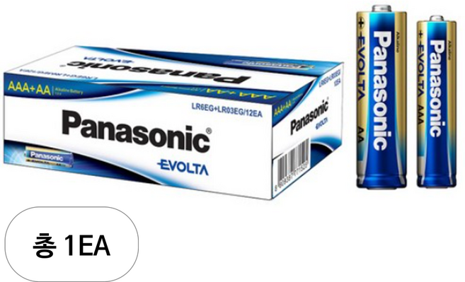 파나소닉 프리미엄 알카라인 건전지 에볼타 AA 6p + AAA 6p 세트, 1세트, 12개입