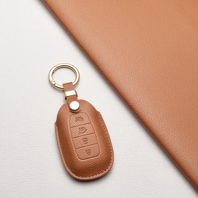 현대 호환 스마트 키케이스 (그랜저IG/올뉴아반떼 CN7/팰리세이드) 4/5버튼 키홀더 차량용품 선물포장, 현대 F4 타입(4버튼), 샌드 브라운