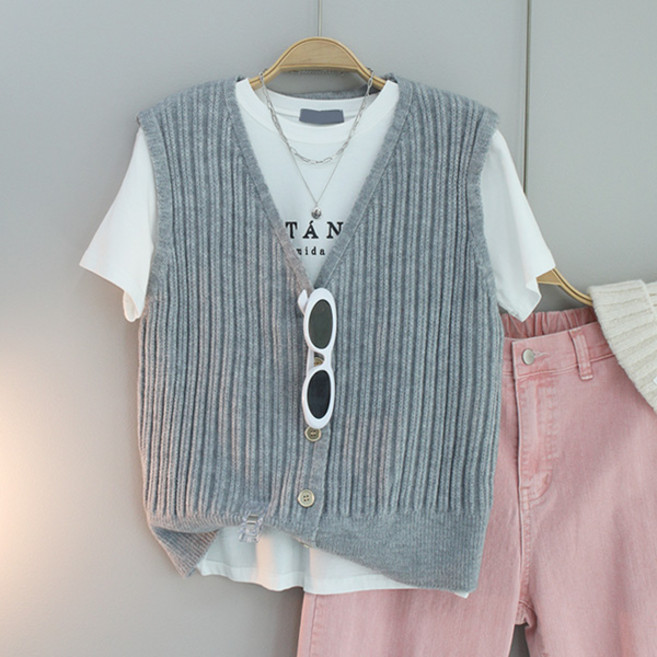 달콩 여성 니트베스트 봄신상 썸앤브이넥니트조끼