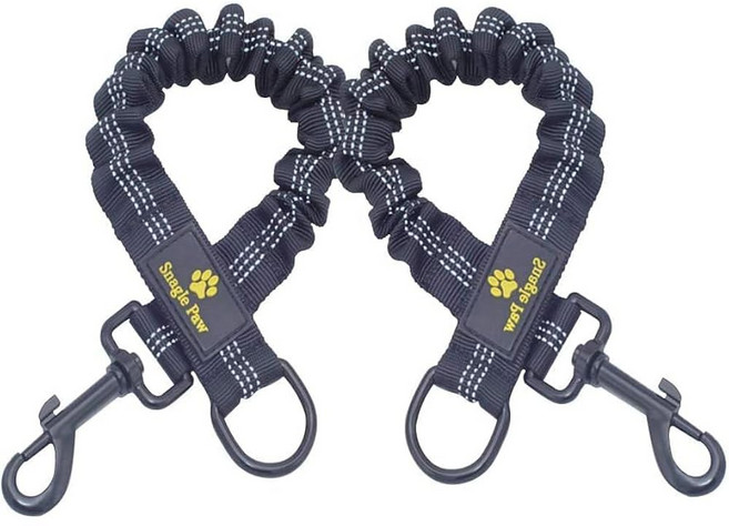 Snagle Paw 번지 강아지 목줄 연장 부착 18인치 충격 흡수 납 흡수기 팔과 어깨의 부상 방지 및 강아지의 자전거 달리기 걷기에 좋습니다, Black, 1개