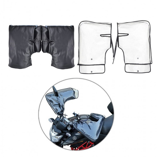 플랜와이 오토바이 방한 핸들 토시 워머 + 투명커버, 윙라이더+투명커버