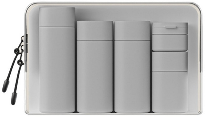 예쁜 여행용 실리콘 화장품 공병 파우치 세트 깔끔한 디자인 휴대용 다용도 똑딱이 소분 용기, 1세트, 그레이