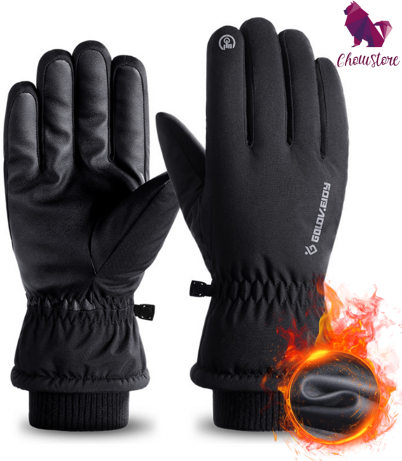 차우스토어 오토바이 자전거 스마트폰 터치 방한 겨울 스포츠 장갑, 블랙