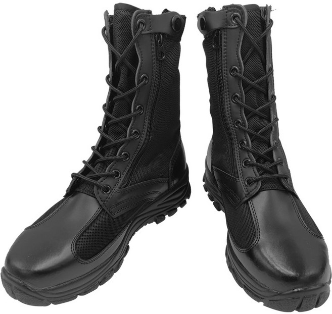 밀리언즈 에어 매쉬 테러화 검정색 긴목 지퍼형 235~300mm국산 수제 천연소가죽 여름용 워커 전투화 신화