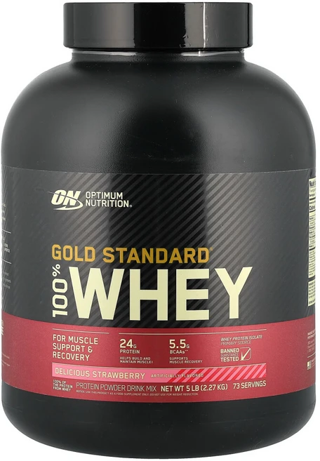 옵티멈뉴트리션 Gold Standard 100% Whey 맛있는 딸기맛 2.27kg(5lbs), 1개, 2.27kg - 쿠팡