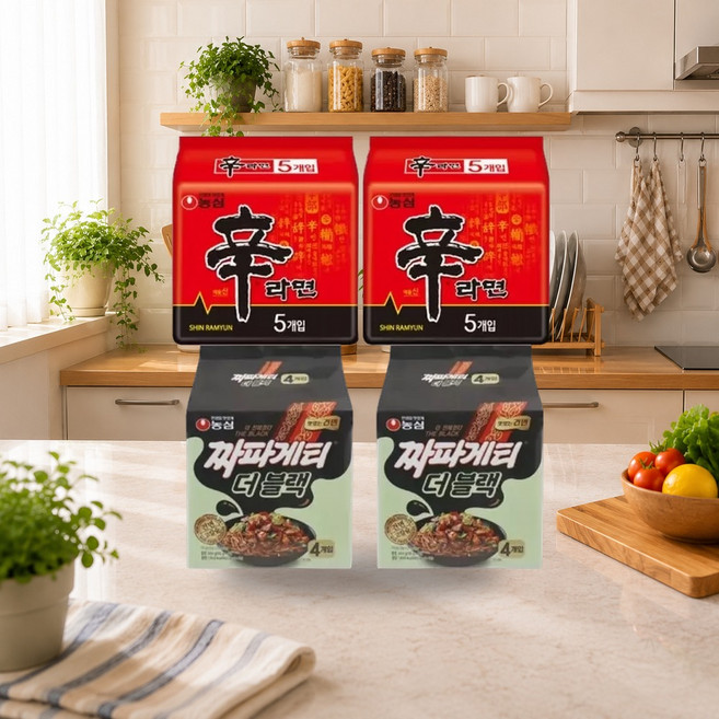 신신짜블2(농심 짜파게티 더 블랙 116g 4개입 2개+신라면 120g 5입(멀티) 2개), 9개