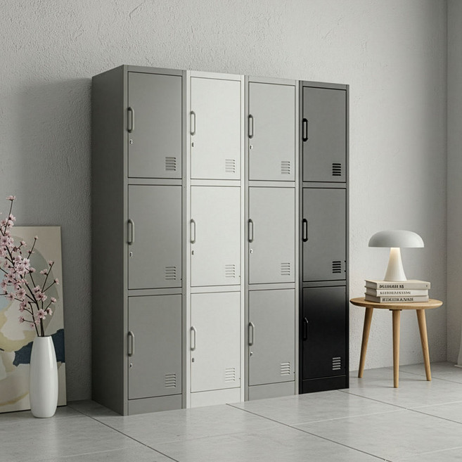 LOCKER LAB 락카랩 철제 락커 철제 캐비넷 사물함 락커룸 락카장, 화이트, 3단