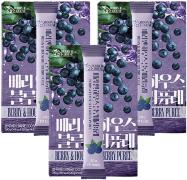베리앤하우스 블루베리 퓨레 14포 3박스, 3개, 280g
