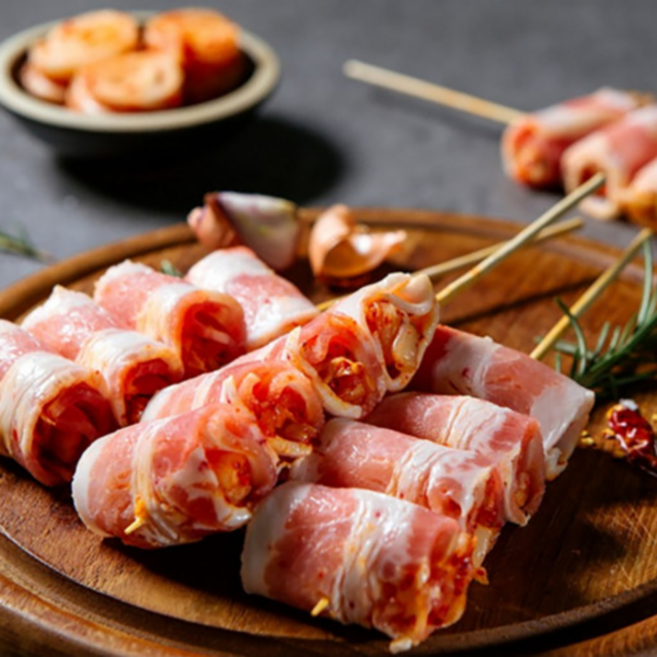 다물꼬치 캠핑용 꼬치구이 삼겹김치말이꼬치, 80g, 5개