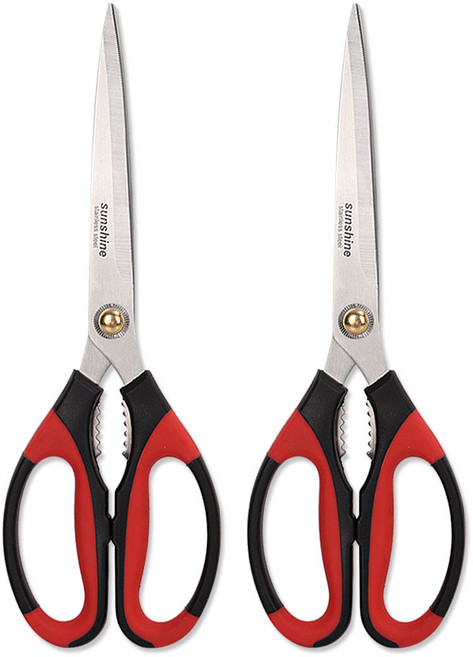 썬샤인 피올라 소프트그립 주방 가위 SKS-03, 레드, 2개
