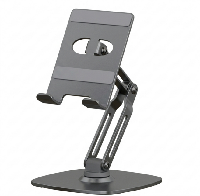 피니코니 360도 회전 높이조절 접이식 태블릿 스탠드 거치대, 1개, 크롬 그레이