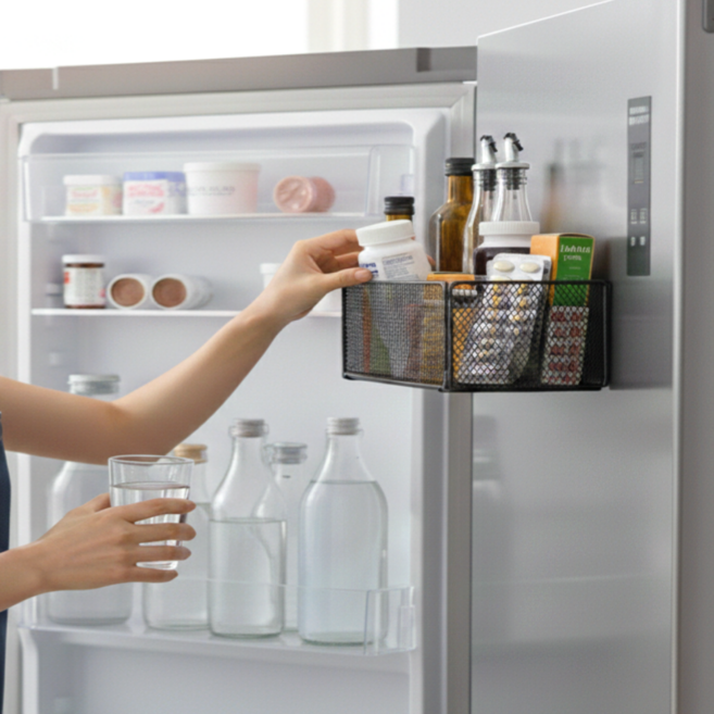 포스트머스 어디든 붙여 보관하는 초강력 자석 선반, 블랙, 1개