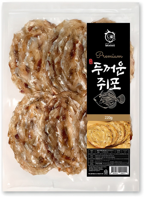 해야미 두꺼운 쥐포, 220g, 1개