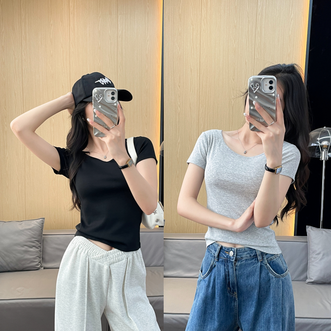 데일리 기본티 부드러운 무지 라운드 반팔 티셔츠 2개