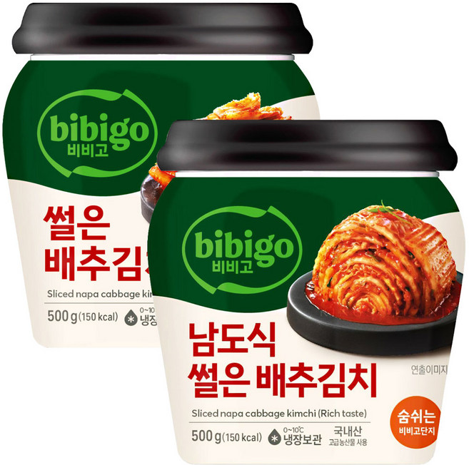 (냉장)비비고 썰은김치(더풍부)500gx1개+썰은김치(용기)500gx1개, 1세트, 500g