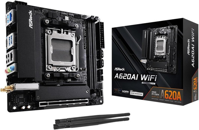 ASRock A620AI WiFi AMD AM5 미니 ITX 마더보드 Ryzen 900080007000 시리즈 프로세서 DDR5 8200+OC PCIe 4.0 듀얼 LAN 6E