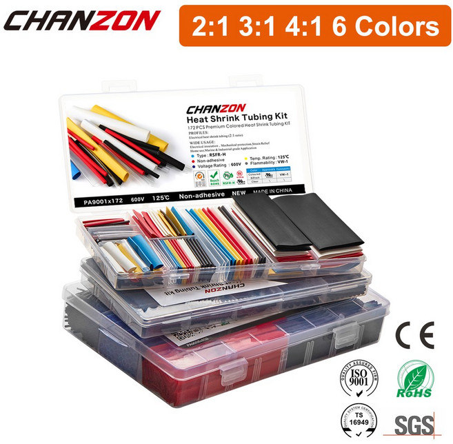 수축 튜브 키트 수리 모듬 파이프 Diy 가방 케이블, 2 to 1, 97pcs 6Colors in box