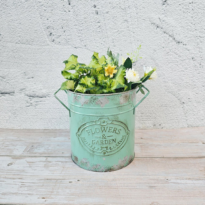 컨츄리아이템 러스트 민트 양철 바스켓