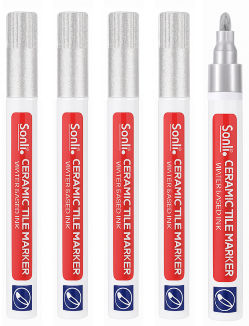 크랜브랑 쓱삭쓱싹 대용량 셀프시공 타일 줄눈 마커펜, 실버, 5개