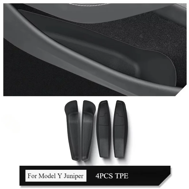 테슬라 모델 Y 주니퍼 2025 차량 도어 사이드 수납함 TPE 앞뒤 도어 핸들 정리함 차량 도어 슬롯 액세서리
