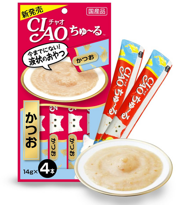 챠오츄르 고양이 짜먹는 간식, 가다랑어, 14g, 24개