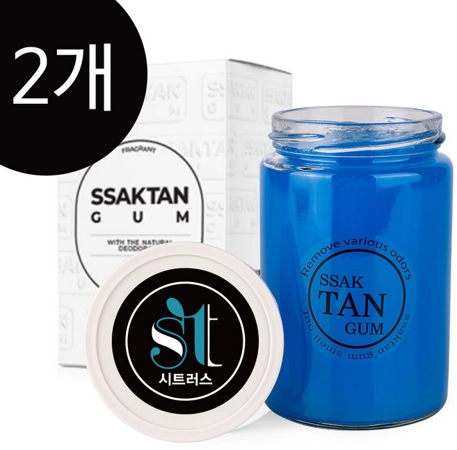 싹탄 360 시트러스향 실내 강력 고체 자동차 차량용 담배 냄새 제거 탈취제 방향제, 2개, 360ml