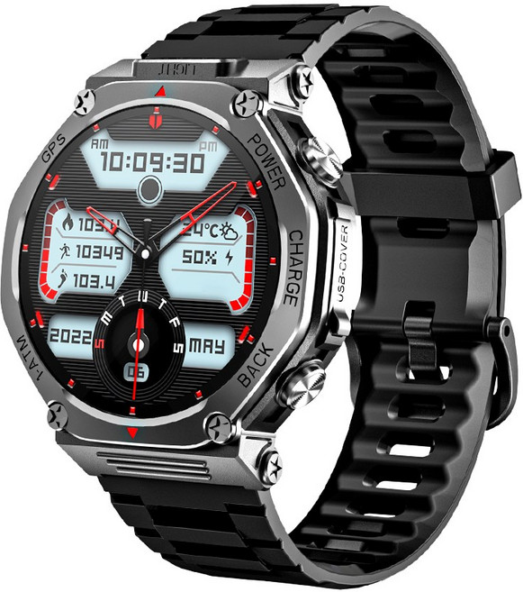 FDUCE 통화가능 GPS 블루투스 스마트 워치 ST1 한글판, 3.4cm, 블랙