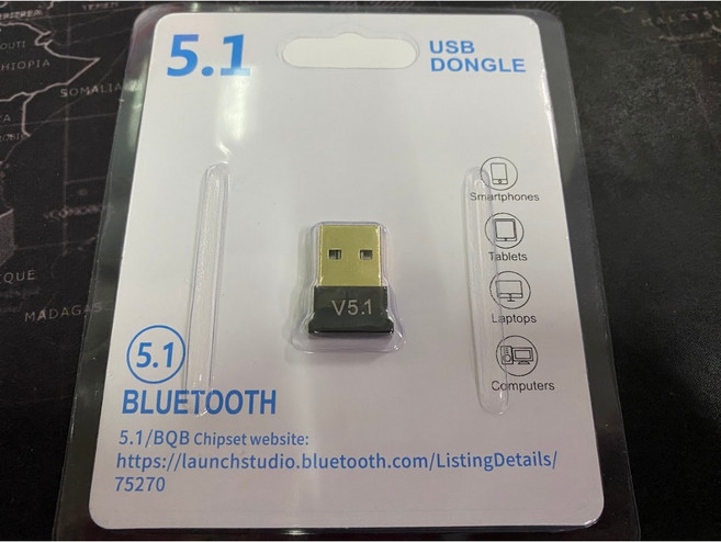 瑞昱晶片 藍牙適配器 USB Dongle 支援藍牙 6.0/5.4/5.3/5.1 EDR BLE 雙模式 適用電腦筆電, 1個, 5.1