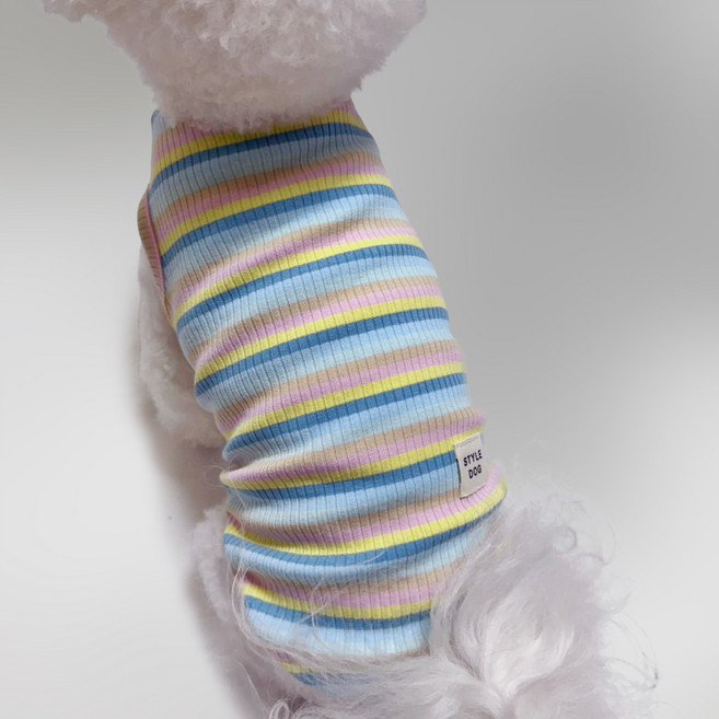 스타일독 레모나 골지 나시 강아지옷, 1개, 스카이