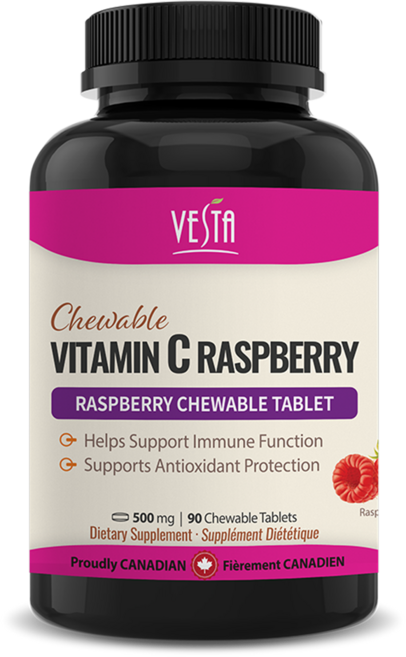[캐나다본사 빠른직구] 비타민C 500mg 90정 라즈베리맛 츄어블 고함량 씹어먹는 비타민, 1개