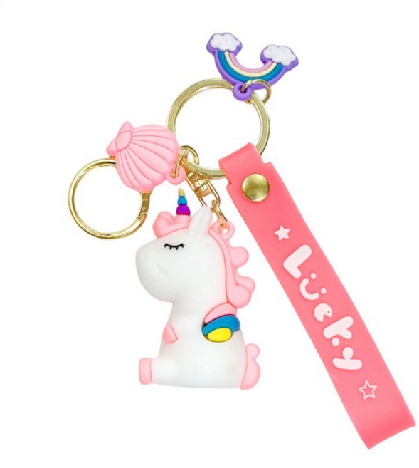 귀여운 유니콘 키링, 럭키 스트랩 화이트, 1개