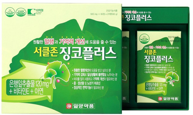 일양약품 서클존 징코플러스 4개월분, 60정, 2개