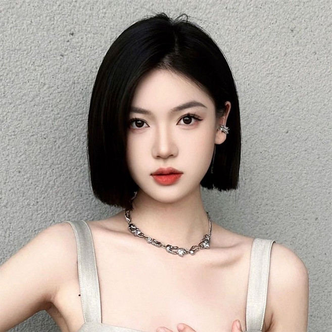 Lavitree 패션 내츄럴 여성 가발 보브단발, 1개, 내추럴 블랙