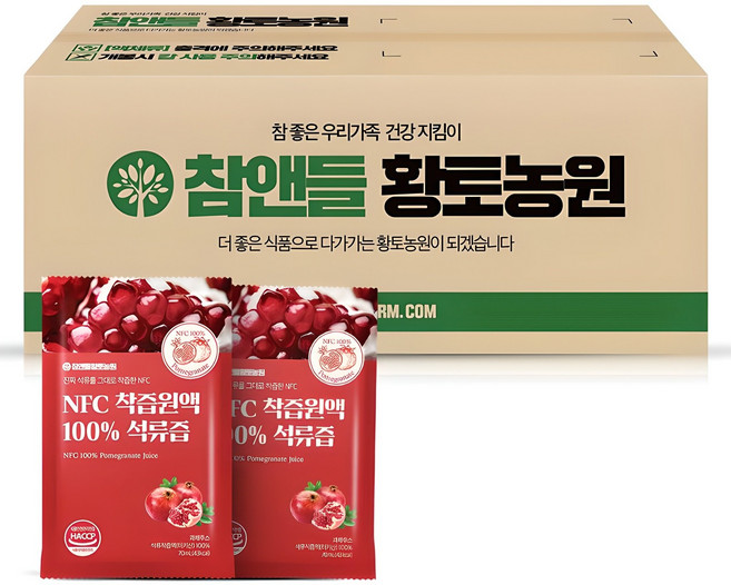 참앤들황토농원 NFC 착즙원액 100% 석류즙, 70ml, 100개