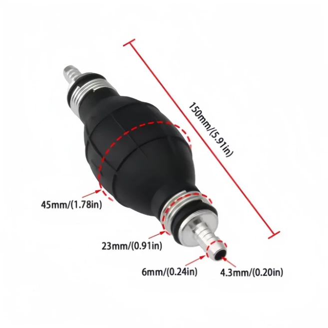 수동 연료 펌프 고무 알루미늄 핸드 프라이머 6mm/8mm/10mm/12mm 오일 가솔린 디젤 액체 이송 도구, 01 6mm