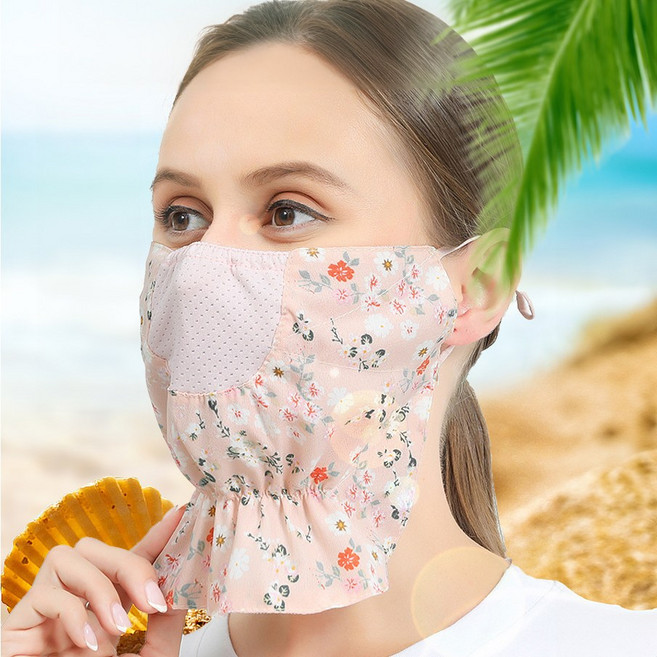 자외차단 UV 앞면 꽃무늬 짧은 목보호 마스크 골프 러닝 등산 쿨 마스크 1+1