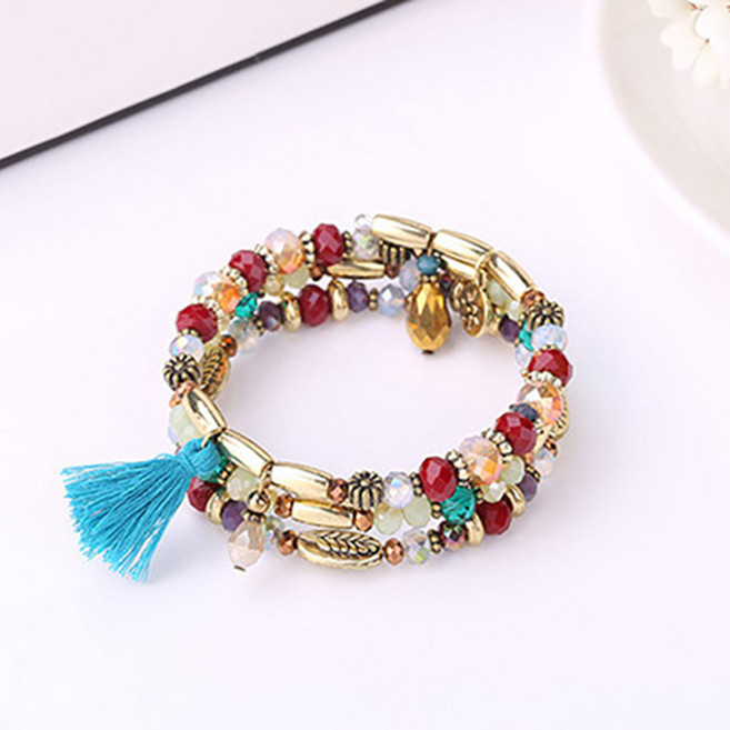 러브심플 핸드메이드 비즈 수정 레이어드 팔찌 YX1571