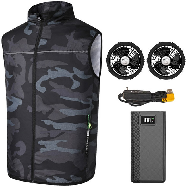 KLIFE 아이스 에어컨조끼 냉각 선풍기조끼 쿨 냉풍조끼 여름작업복 얼음조끼 남녀공용 낚시 등산 현장작업