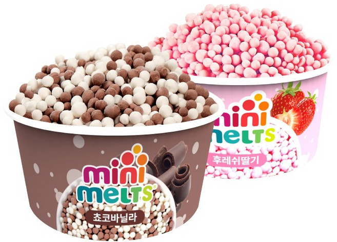 미니멜츠 쵸코바닐라8+딸기8 아이스크림, 16개, 50g