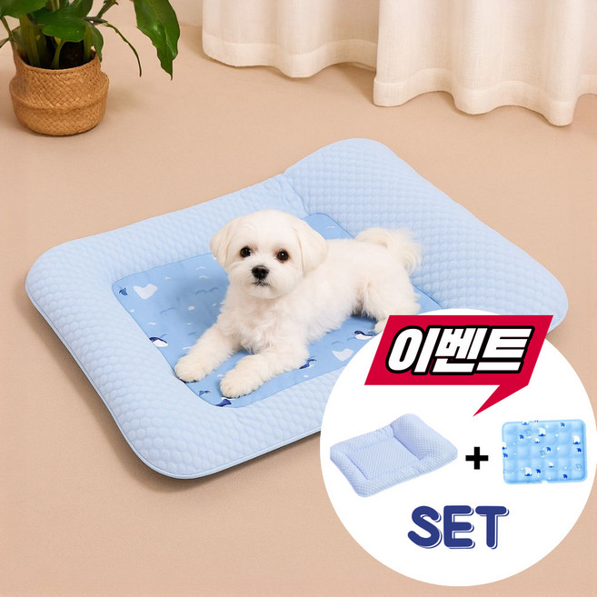 레이미데이 강아지 쿨매트 여름방석 냉감패드 쿨젤매트 세트, 스카이, 1개