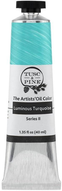 Tusc & Pine 아티스트 오일 페인트 - 티타늄 화이트 (아마씨) 40ml 황변 없음 풍부하고 크리미 한 일관성 최대 안료 부하 소량 가공 페인트 전문 아티스트, 1개(1개입), 야광 터키석