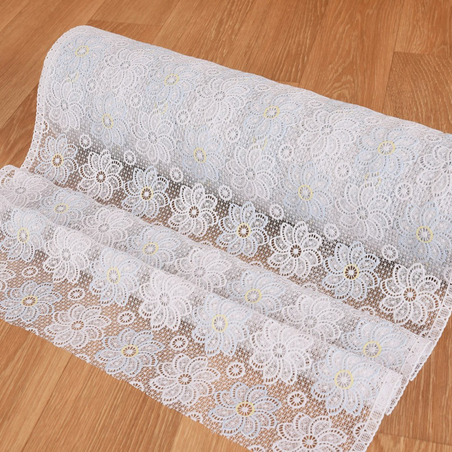 데코리아 북유럽풍 레이스 식탁보 방수코팅 테이블보 테이블커버, 폭 50cm * 길이 5m, FL2989 블루화이트, 1개